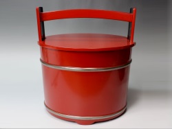 茶道具 朱塗 手桶水指 木製漆器 （230609I5）